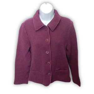 Cabelas Womens Jacket Coat Medium Quilted Purple / burgundyButton Up Long Sleeve